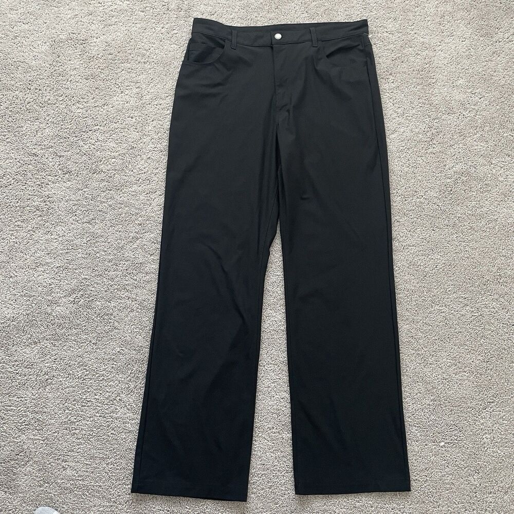 Fabletics Men 34x32 Black Wide Leg Stretch Performance Casual Pants Travel